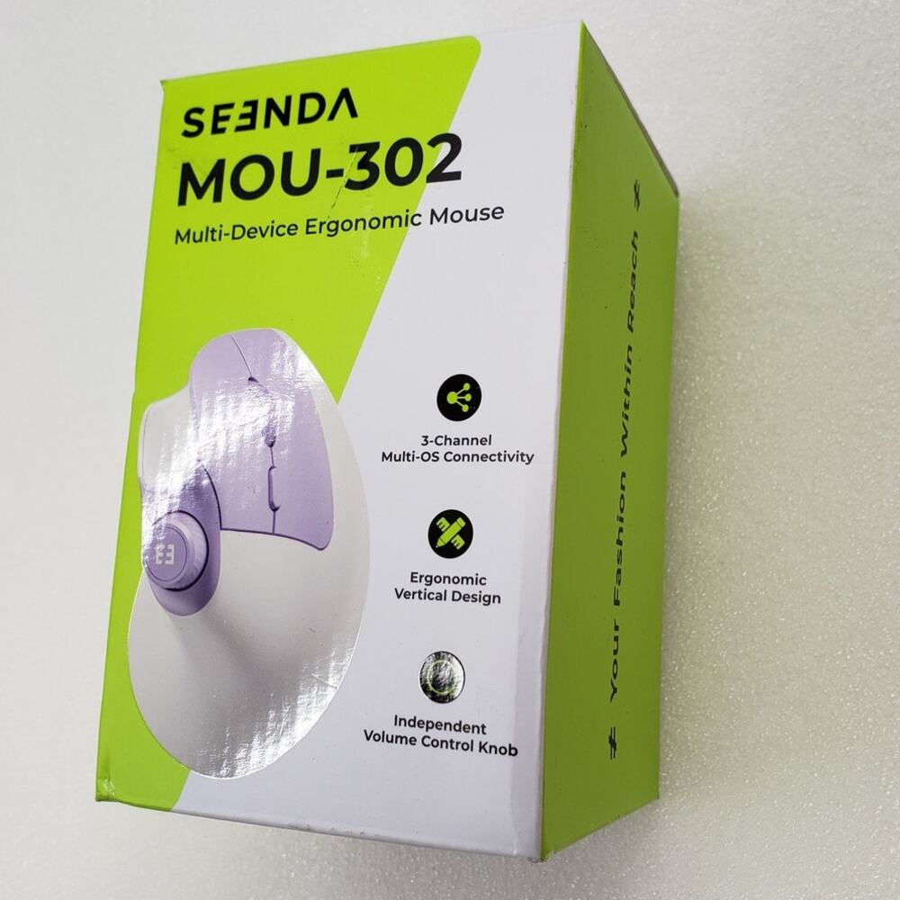 Seenda BT Ergonomic Vertical Wireless Mouse - White & Purple Ergonomic Mouse